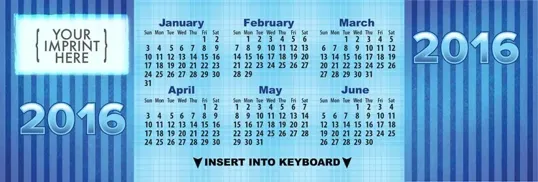 Beautiful Blue Keyboard Calendar