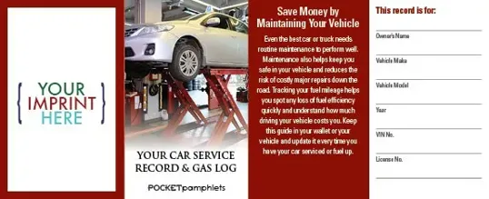 Your Car Service Record and Gas Log Pocket Pamphlet