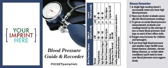 Pocket Pamphlet Blood Pressure Guide & Recorder