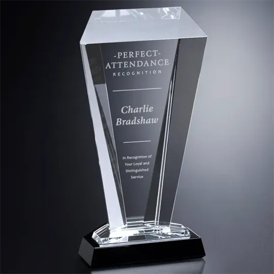Weston Optical Crystal Award with Black Glass Base — view 2