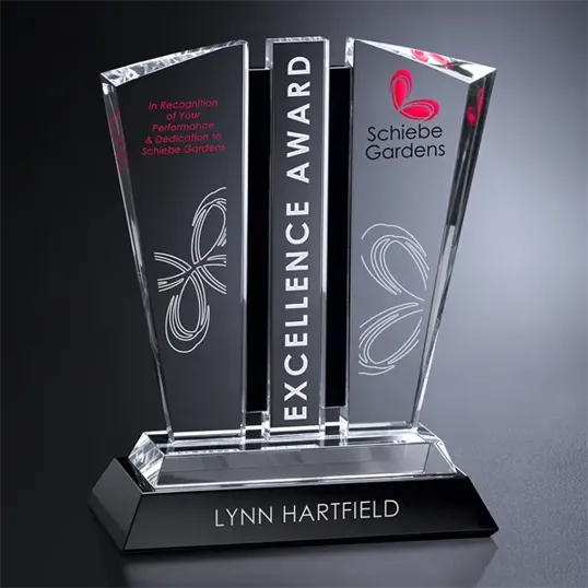 Aristocrat Crystal Award, Three-Panel Fan Design — view 2