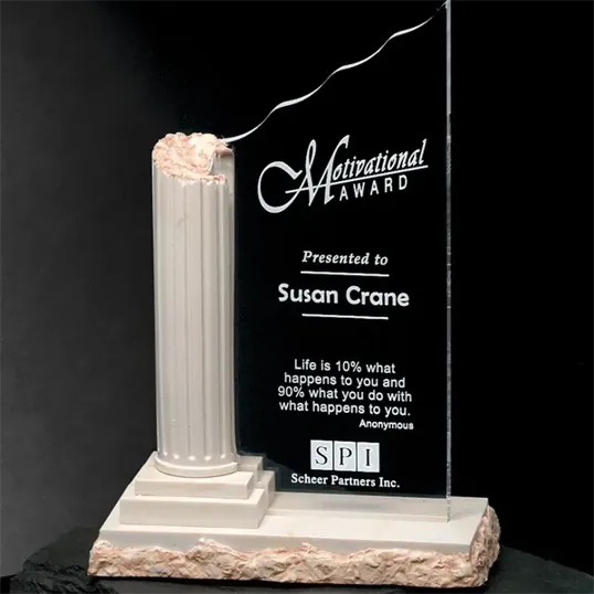 Corinthian Optical Crystal and Cultured Stone Column Award — view 3
