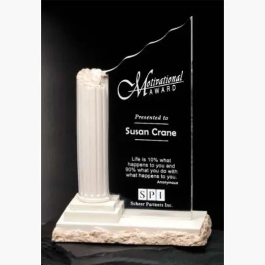 Corinthian Optical Crystal and Cultured Stone Column Award — view 2