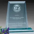 Kingston Spire Jade Crystal Award, 8" x 8" x 3"