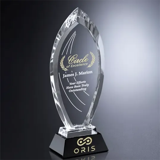 Majestic Obelisk Award in Black Glass and Optical Crystal — view 2