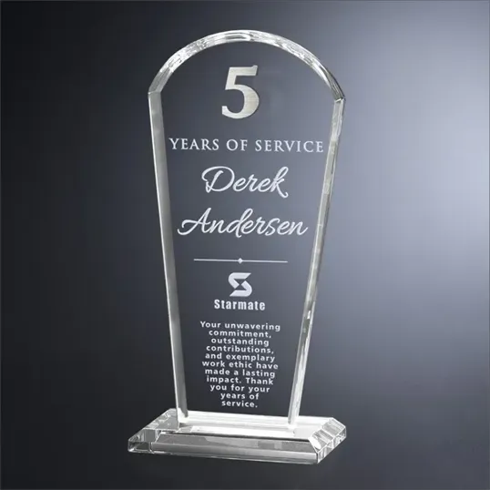 Crosby Arch Years of Service Crystal Award — view 6