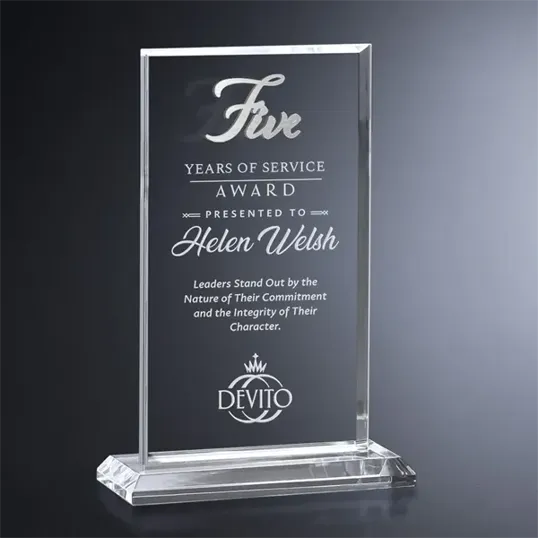 Crosby Rectangle Crystal Years of Service Award — view 2