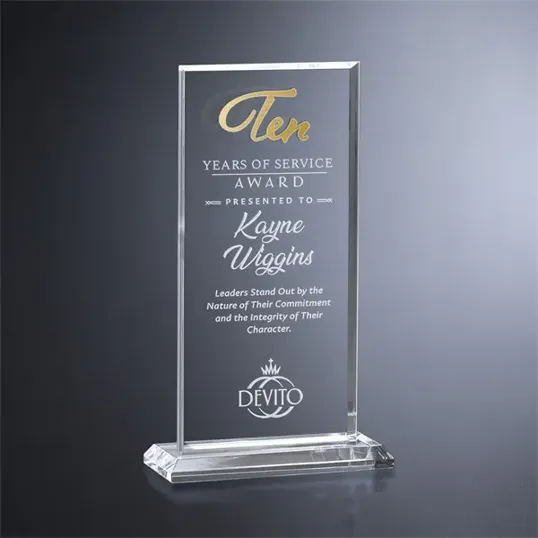 Crosby Rectangle Crystal Years of Service Award — view 3