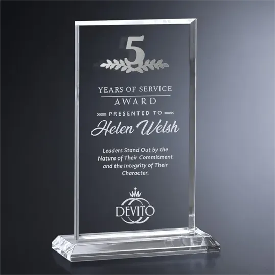 Crosby Rectangle Crystal Years of Service Award — view 4