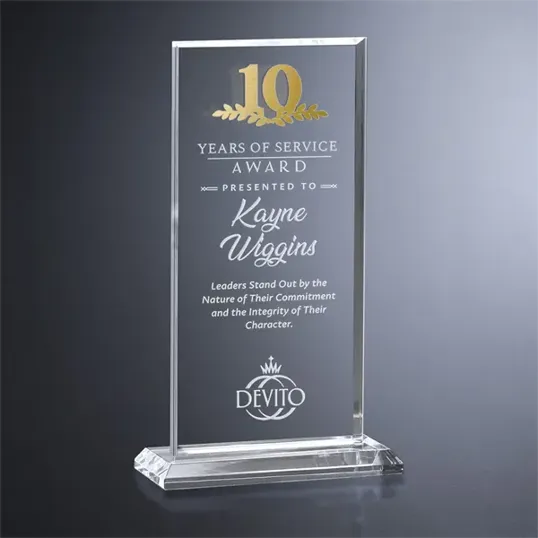 Crosby Rectangle Crystal Years of Service Award — view 5