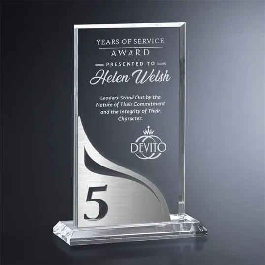 Crosby Rectangle Crystal Years of Service Award — view 6