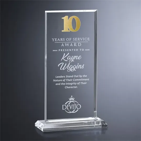 Crosby Rectangle Crystal Years of Service Award — view 8