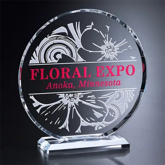 Crosby Circle Crystal Award on Pedestal Base — view 2