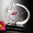 Exposure Star Crystal Award with Aluminum Accent and Black Glass Base