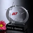 Exposure Star Crystal Award with Aluminum Accent and Black Glass Base — view 2