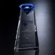 Essence Diamond Tower-Shaped Crystal Award with Blue Diamond Topper