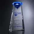 Essence Diamond Tower-Shaped Crystal Award with Blue Diamond Topper — view 2
