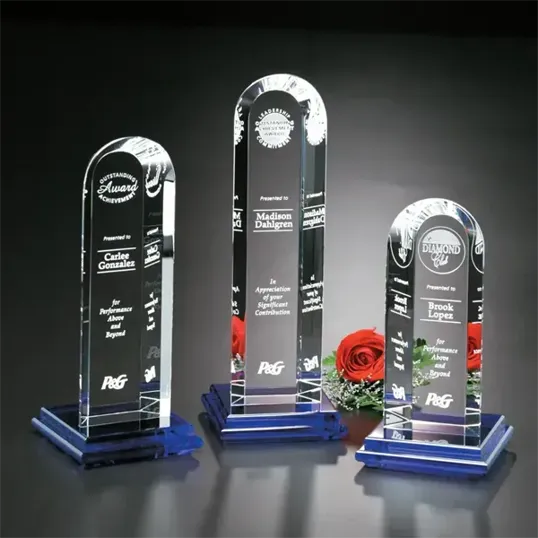 Vision Award Crystal Tower with Cobalt Blue Base — view 2