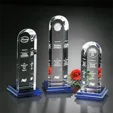 Vision Award Crystal Tower with Cobalt Blue Base — view 2