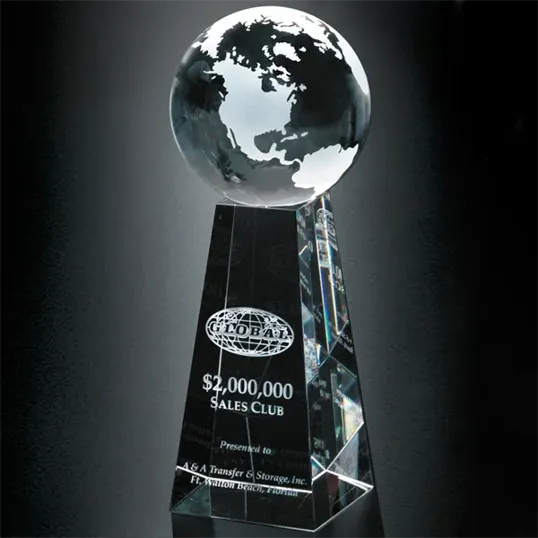 Tapered Globe 8 Optical Crystal Award — view 2