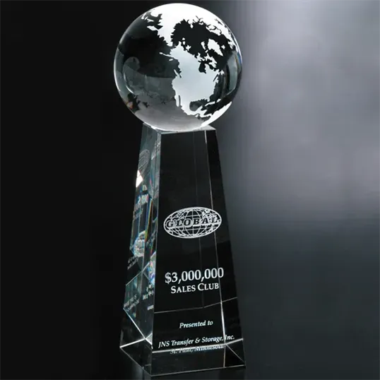 Tapered Globe 9 Optical Crystal Award — view 2