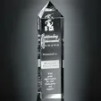 Pristine Buckingham Optical Crystal Obelisk Award