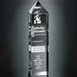 Pristine Buckingham Optical Crystal Obelisk Award — view 2