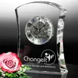 Executive Optical Crystal Clock with 3D Image Imprint