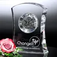 Executive Optical Crystal Clock with 3D Image Imprint — view 2