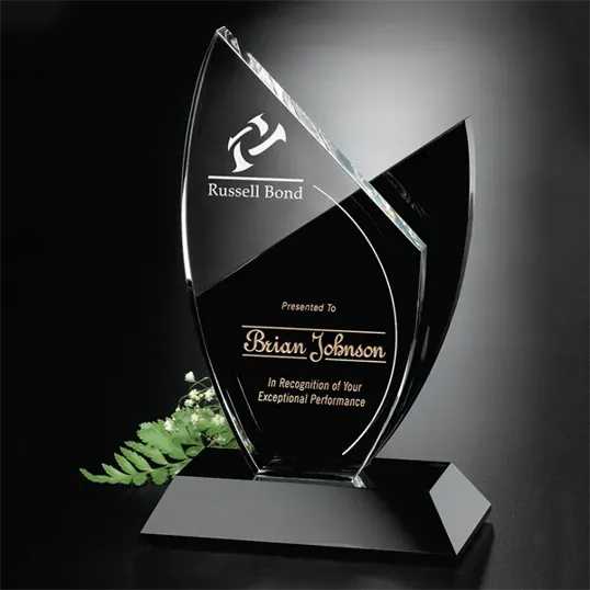 Tuxedo Award™ Newport Optical Crystal and Black Glass Award — view 2