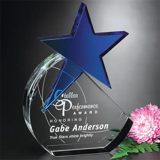 Cerulean Star Optical Crystal Award, 8 1/2" — view 2