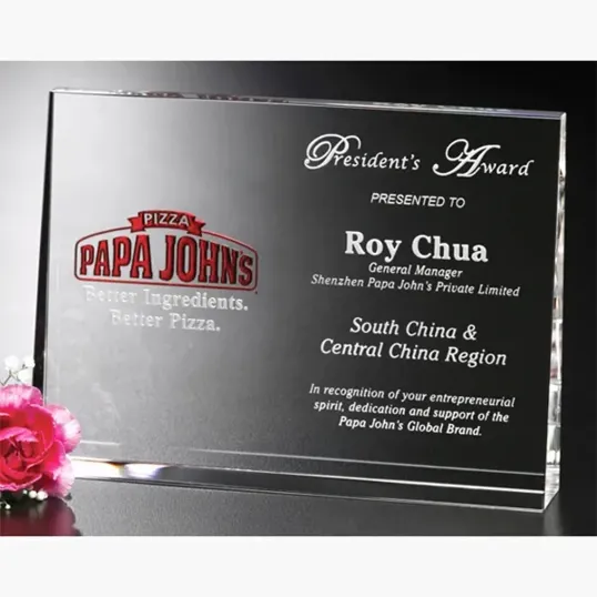 Horizontal Wedge Optical Crystal Award — view 3