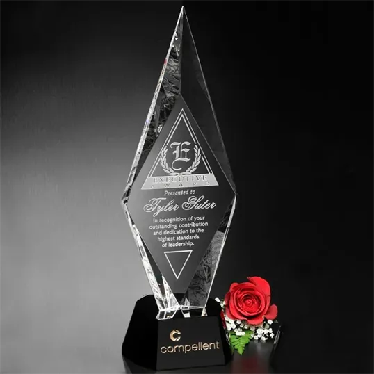 Chaska Award 15 Black Glass and Optical Crystal Award — view 2