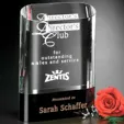 Cosmo Oval 7 Optical Crystal Award on Black Glass Base