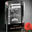 Cosmo Oval 7 Optical Crystal Award on Black Glass Base — view 2