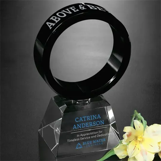 Awards In Motion® Ring, Black Glass and Optical Crystal — view 2