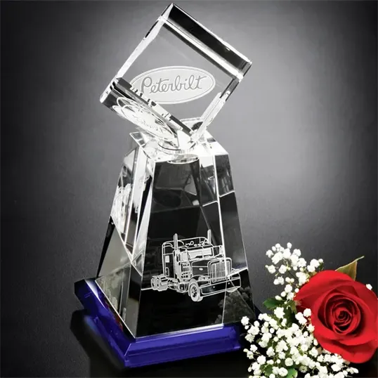 Awards In Motion Albany 9 1/2 Etched Optical Crystal Award — view 2
