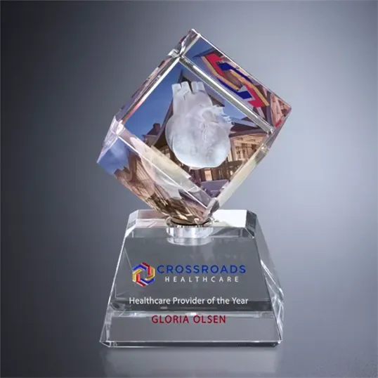 Awards In Motion Crystal Spinning Award, 4" x 6 3/4" x 3" — view 2