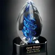 Blue Swirl on Black Base Art Glass Award — view 2