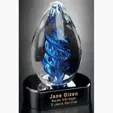 Blue Swirl on Black Base Art Glass Award
