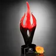 Red Flame Art Glass Award with Black Base — view 2