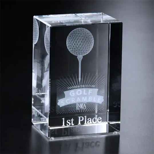 Camby Rectangle Optical Crystal Award, 6 x 4 x 3 — view 2