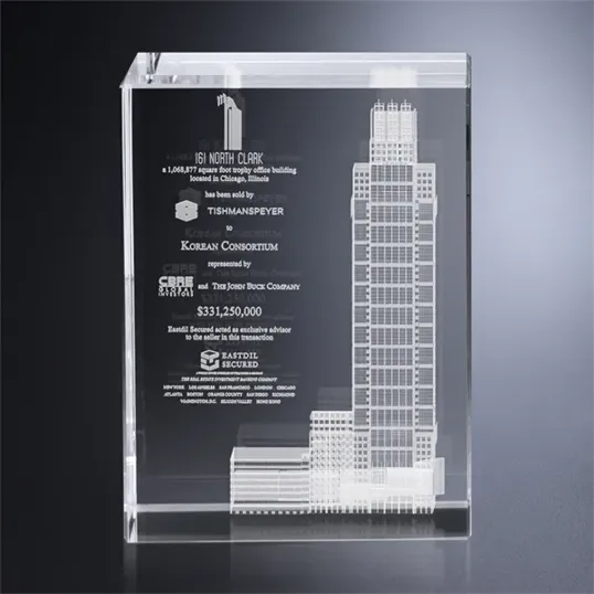 Camby Rectangle Optical Crystal Award, 8 x 6 x 4 — view 2