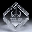 Cut Corner Cube Optical Crystal Paperweight