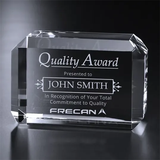 Bracken Rectangle Optical Crystal Award, 7 1/8" x 4 1/2" — view 2