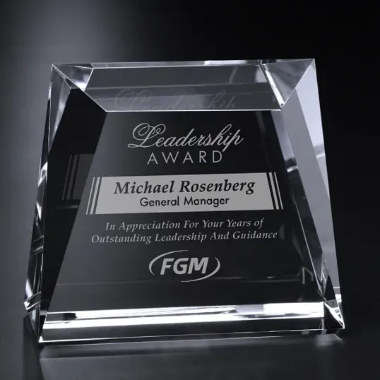 Newberry Wedge Optical Crystal Award, 7 1/8" x 6 1/4" x 2"