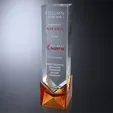 Hampton Award Crystal Tower on Colored Glass Base — view 2
