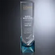 Hampton Award Crystal Tower on Colored Glass Base — view 3
