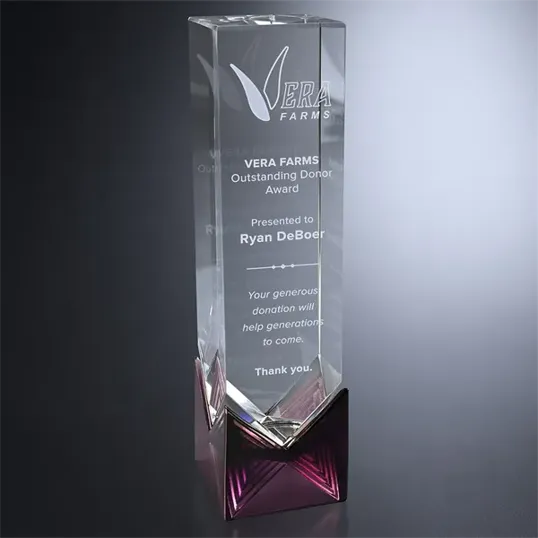 Hampton Crystal Column Award with Liuli Glaze Base — view 3