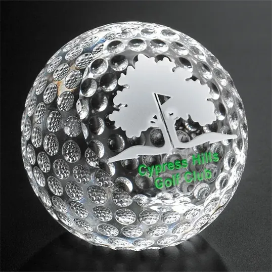 Clipped Golf Ball Crystal Award, 3 1/8" — view 2